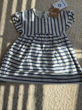 Mayoral White Dress with Blue Hearts